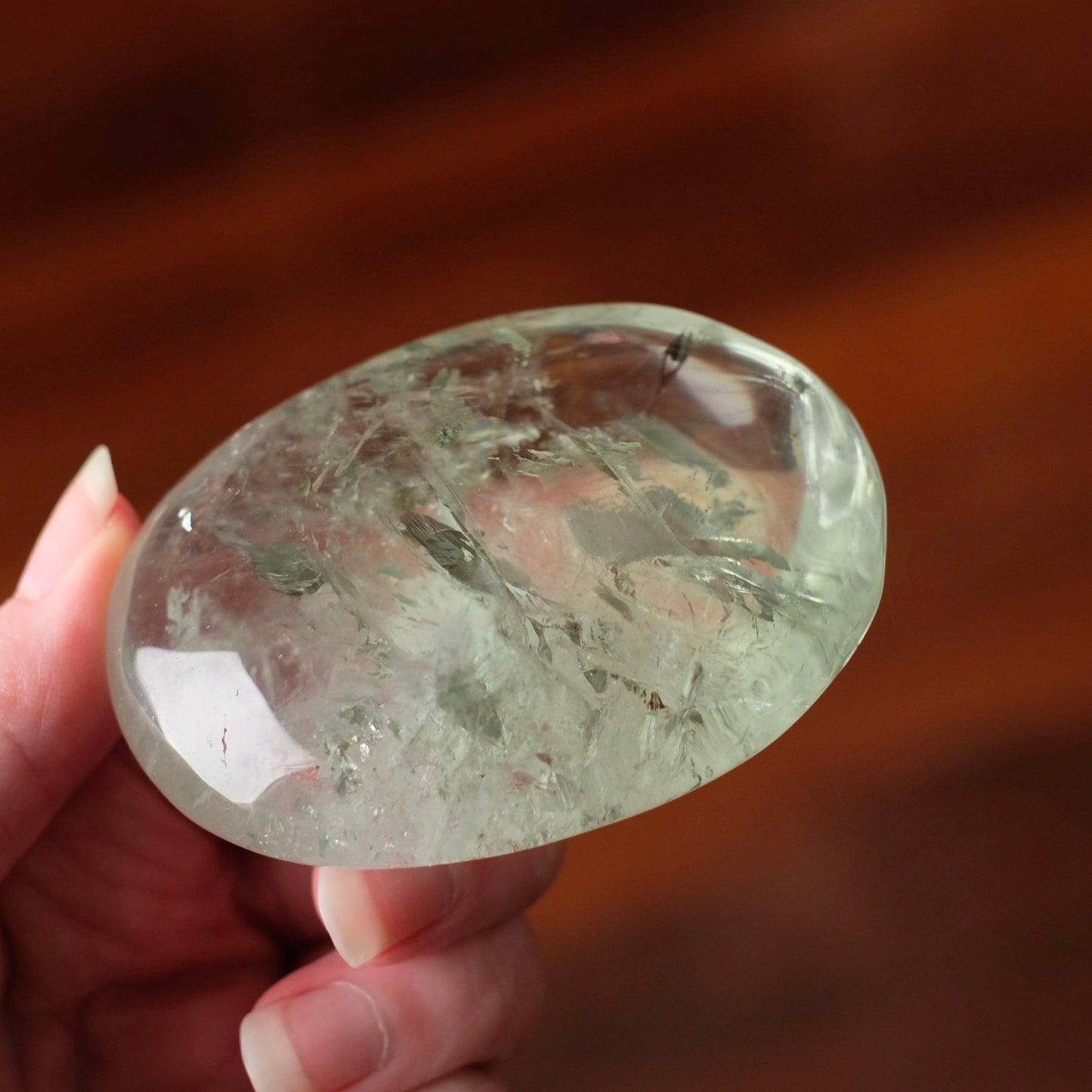 XL Prasiolite Palm | Green Amethyst Crystal Palmstone