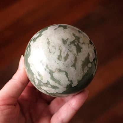Peace Jade Sphere | Peace Blossom Fluorite Crystal Sphere
