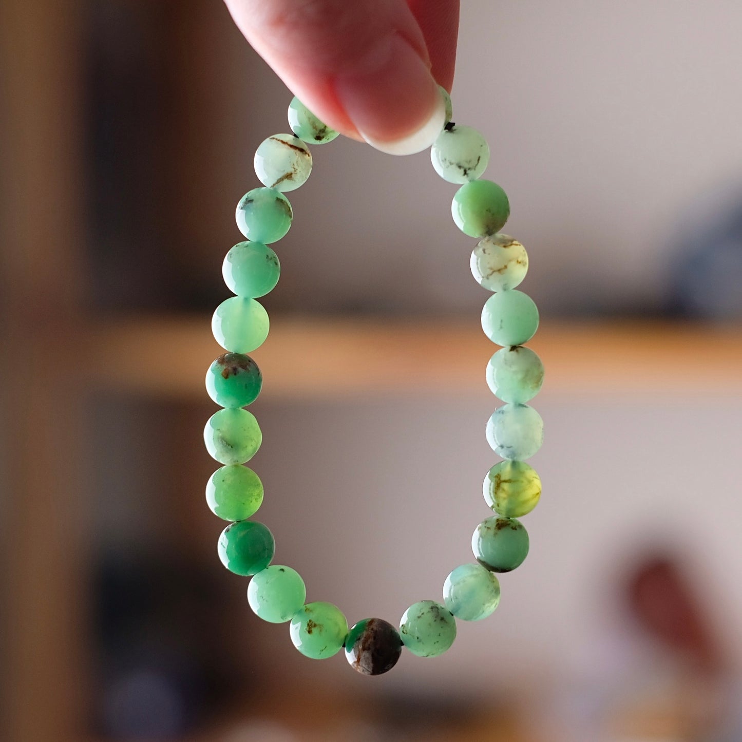 Chrysoprase Bracelet | Green Chrysoprase Crystal Stretch Bracelet