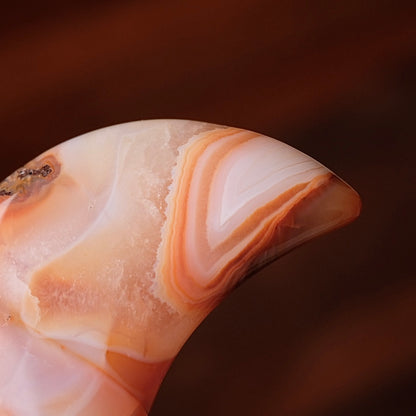 Carnelian Moon & Stand | Carved Crystal Moon Display Set