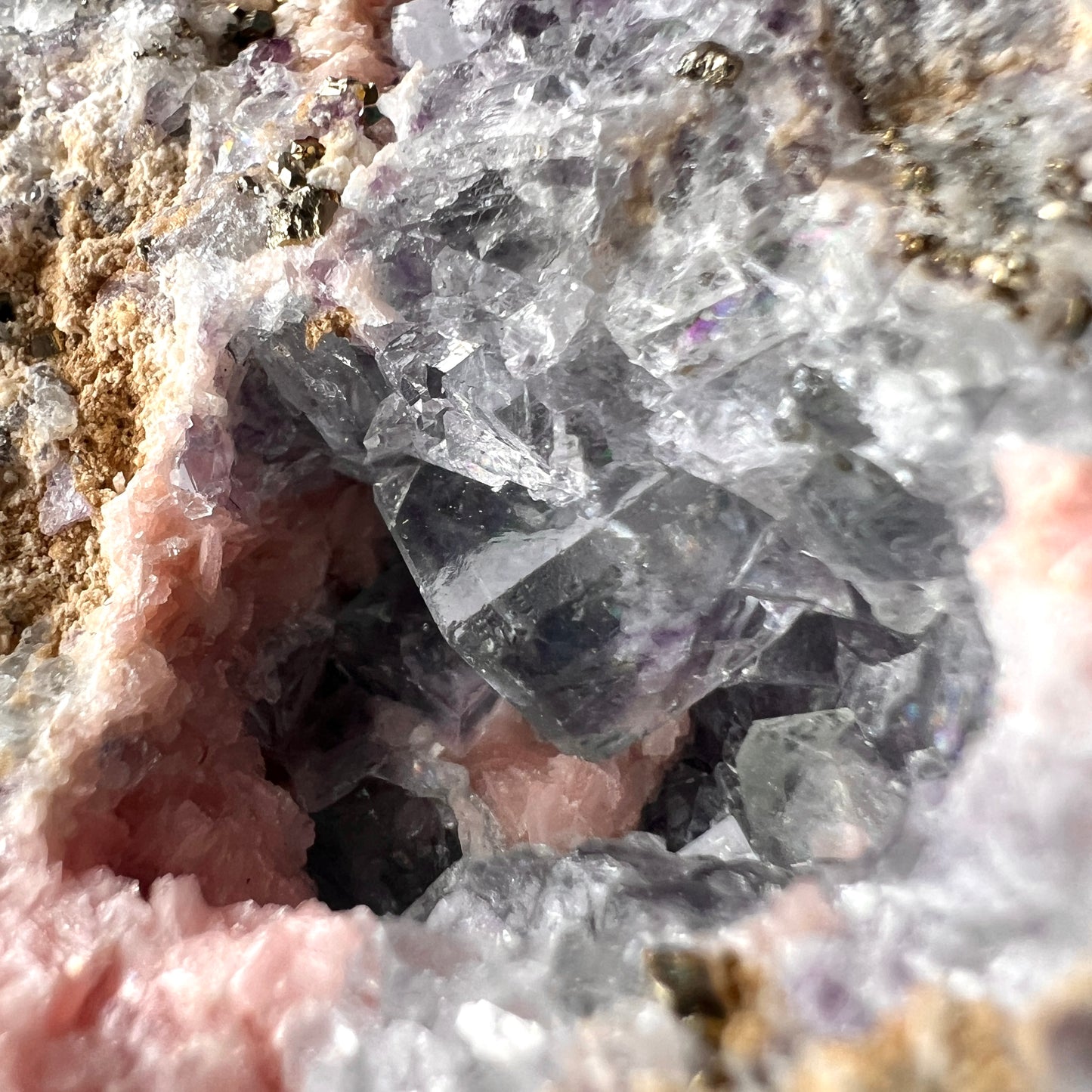 Rhodochrosite + Fluorite + Pyrite Specimen | Rhodochrosite Natural Crystal