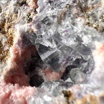 Rhodochrosite + Fluorite + Pyrite Specimen | Rhodochrosite Natural Crystal