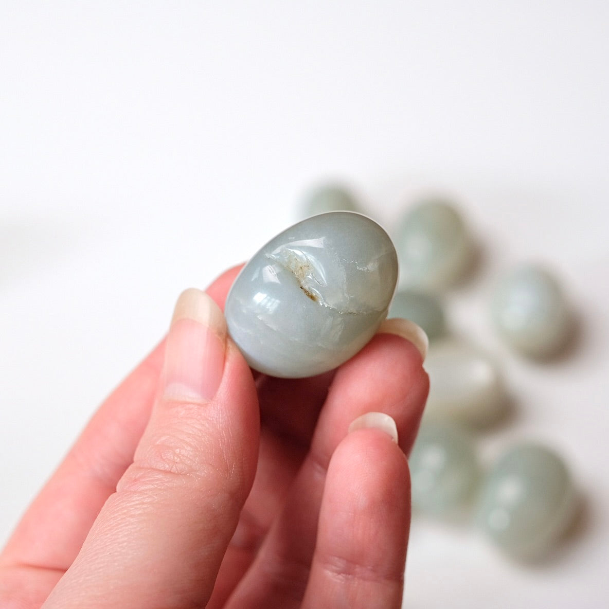 Sage Moonstone Tumbles | Silky Green Moonstone Tumbled Crystal