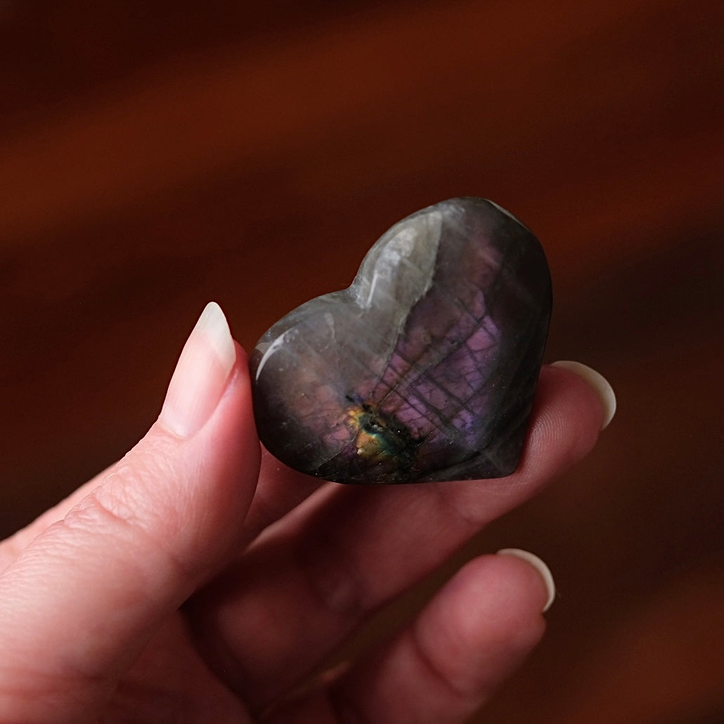Purple Labradorite Heart | Flashy Labradorite Crystal Heart