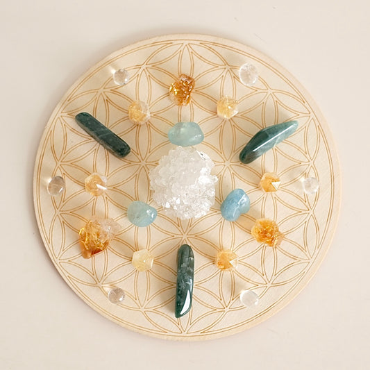 Crystal Grid Board | Sacred Geometry | Wood Gridding Board