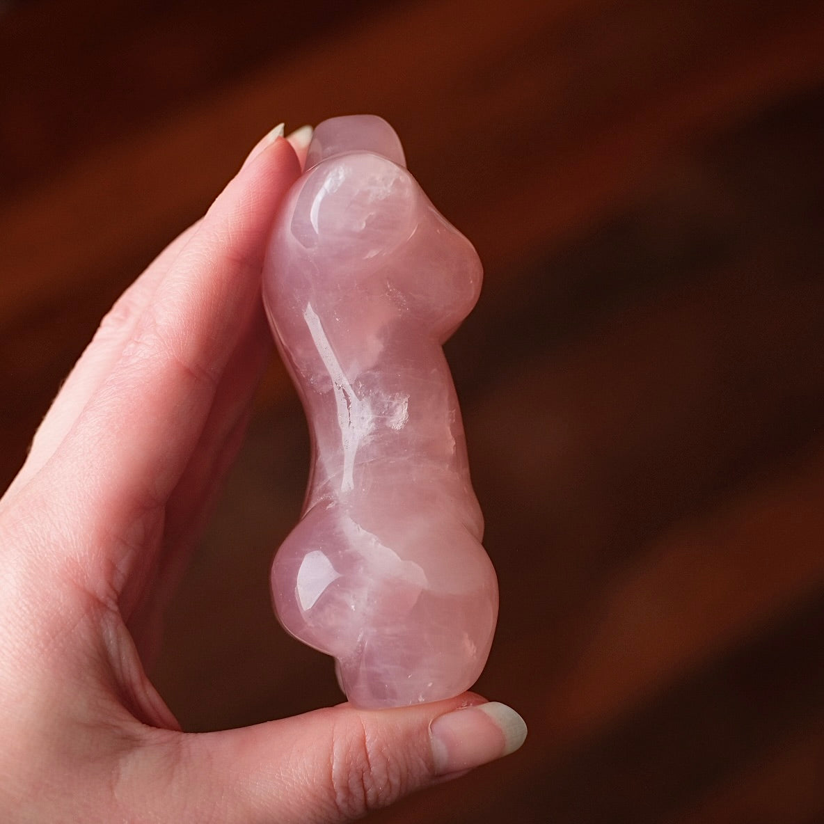 Rose Quartz Goddess Figure | Divine Feminine Crystal Carving