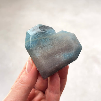 Trolleite Heart | Blue Trolleite Faceted Crystal Heart