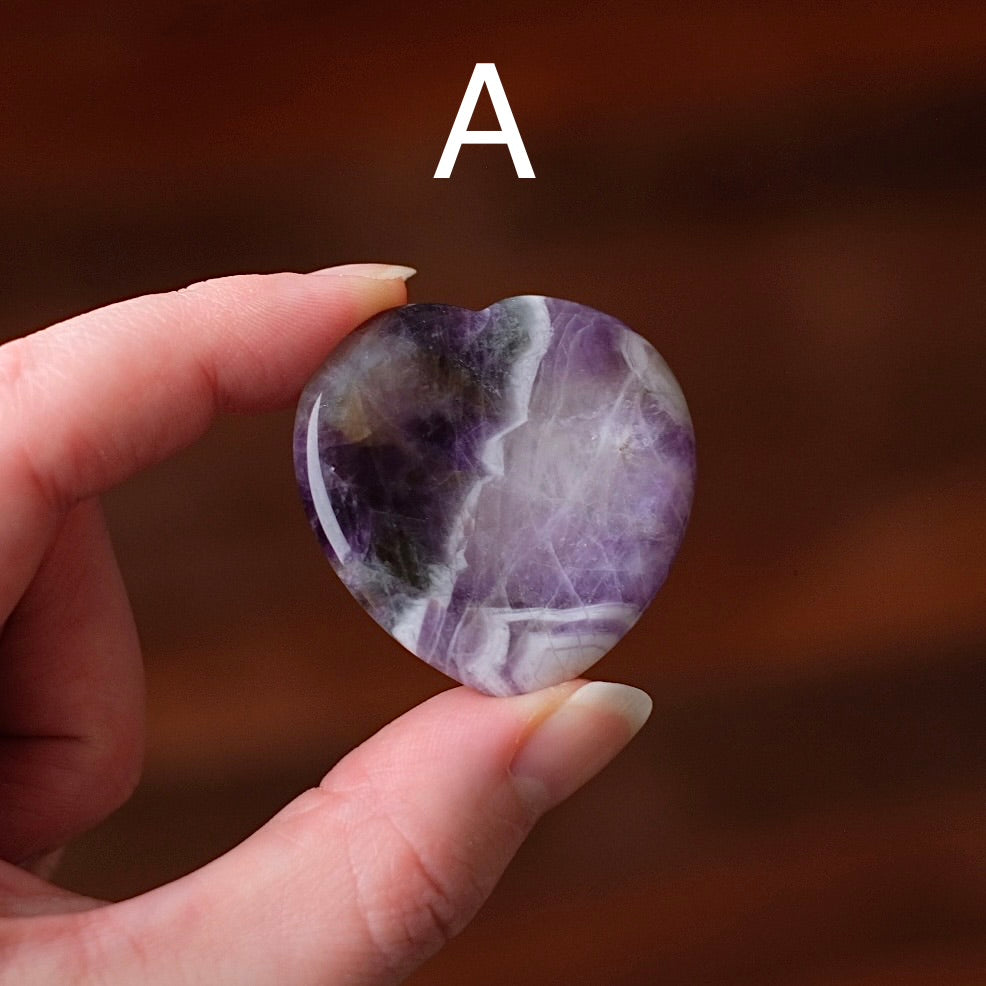 Amethyst Worry Stone | Heart Shaped Crystal Thumb Stone
