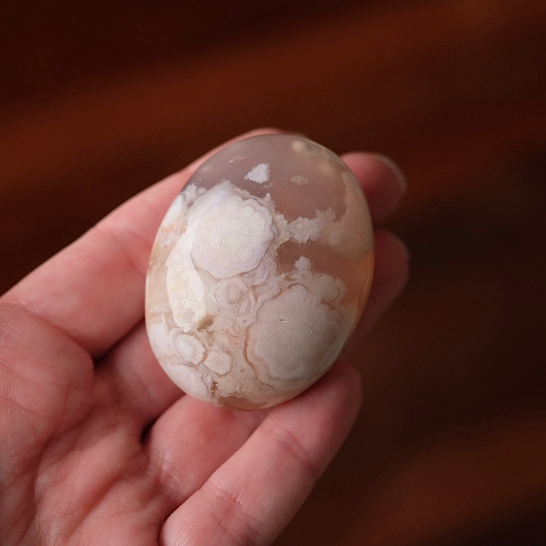 Flower Agate Palm | Cherry Blossom Agate Crystal Palm Stone