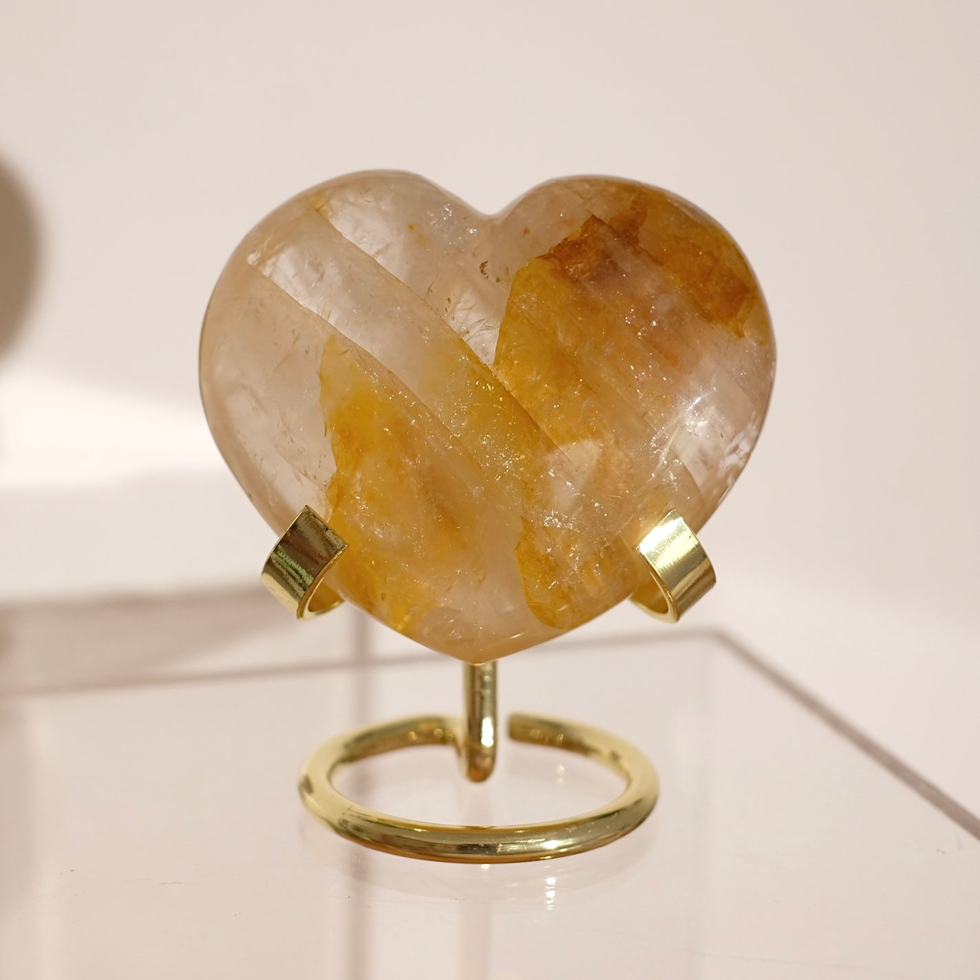 Golden Healer Quartz Heart | Crystal Heart Carving