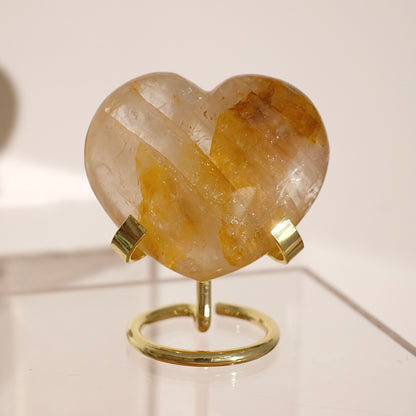 Golden Healer Quartz Heart | Crystal Heart Carving