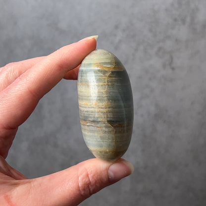 Lemurian Aquatine Calcite Palm | Argentinian Calcite | Blue Onyx