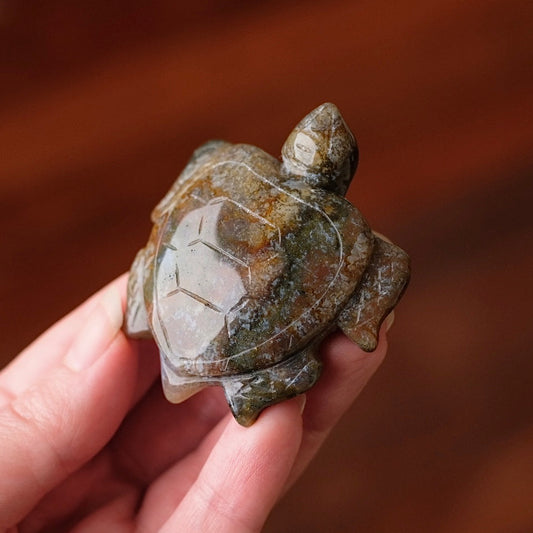 Moss Agate Turtle Carving | Crystal Animal | Crystal Turtle