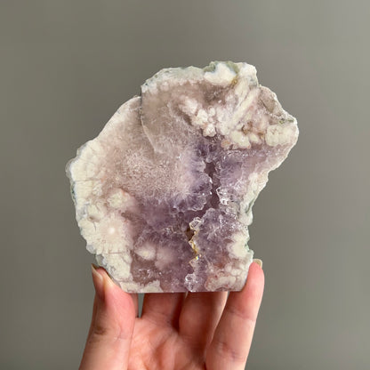 Pink Amethyst Polished Slab | Pink Amethyst + Flower Agate Slice