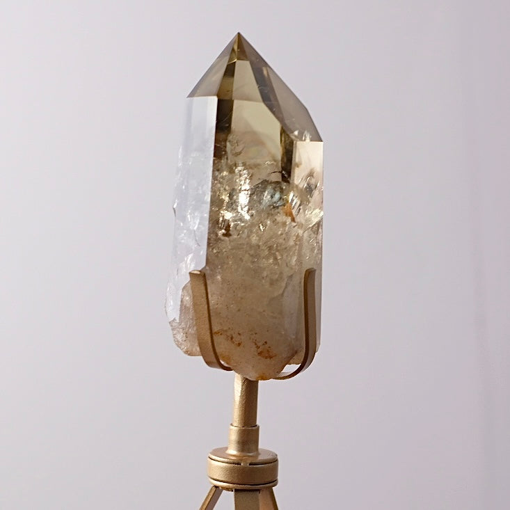 Phantom Smokey Citrine Point + Stand | Rainbow Citrine Crystal Point