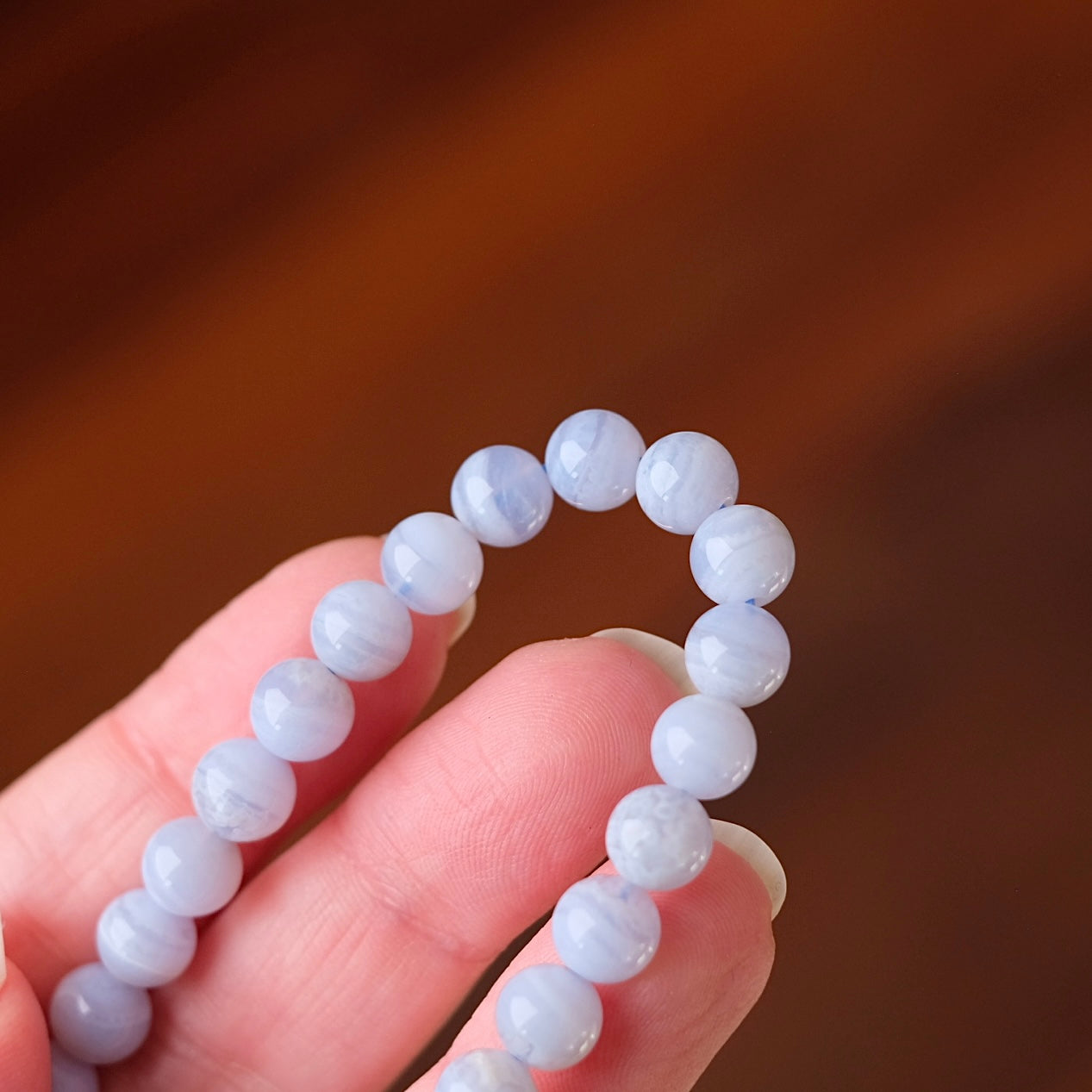 Blue Lace Agate Bracelet | Agate Crystal Stretch Bracelet