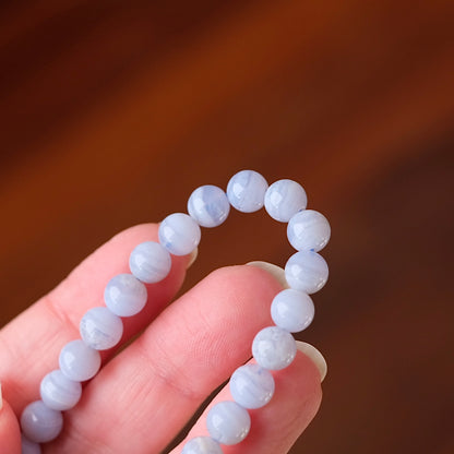 Blue Lace Agate Bracelet | Agate Crystal Stretch Bracelet
