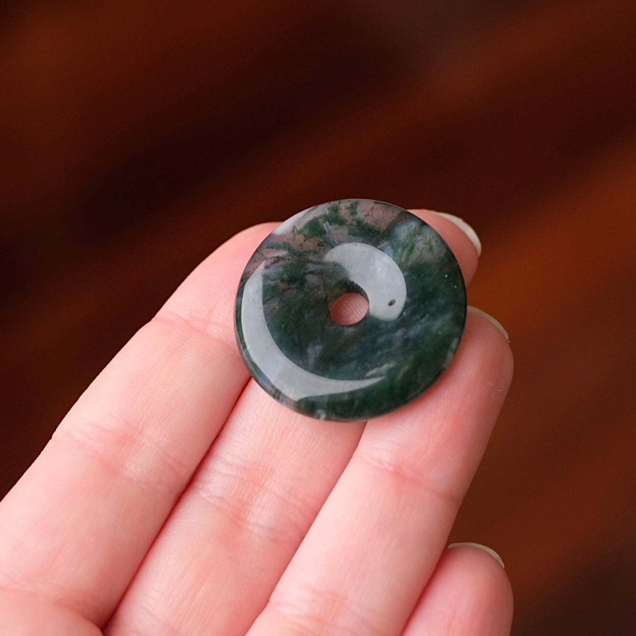 Moss Agate Donut | Crystal Donut Pendant