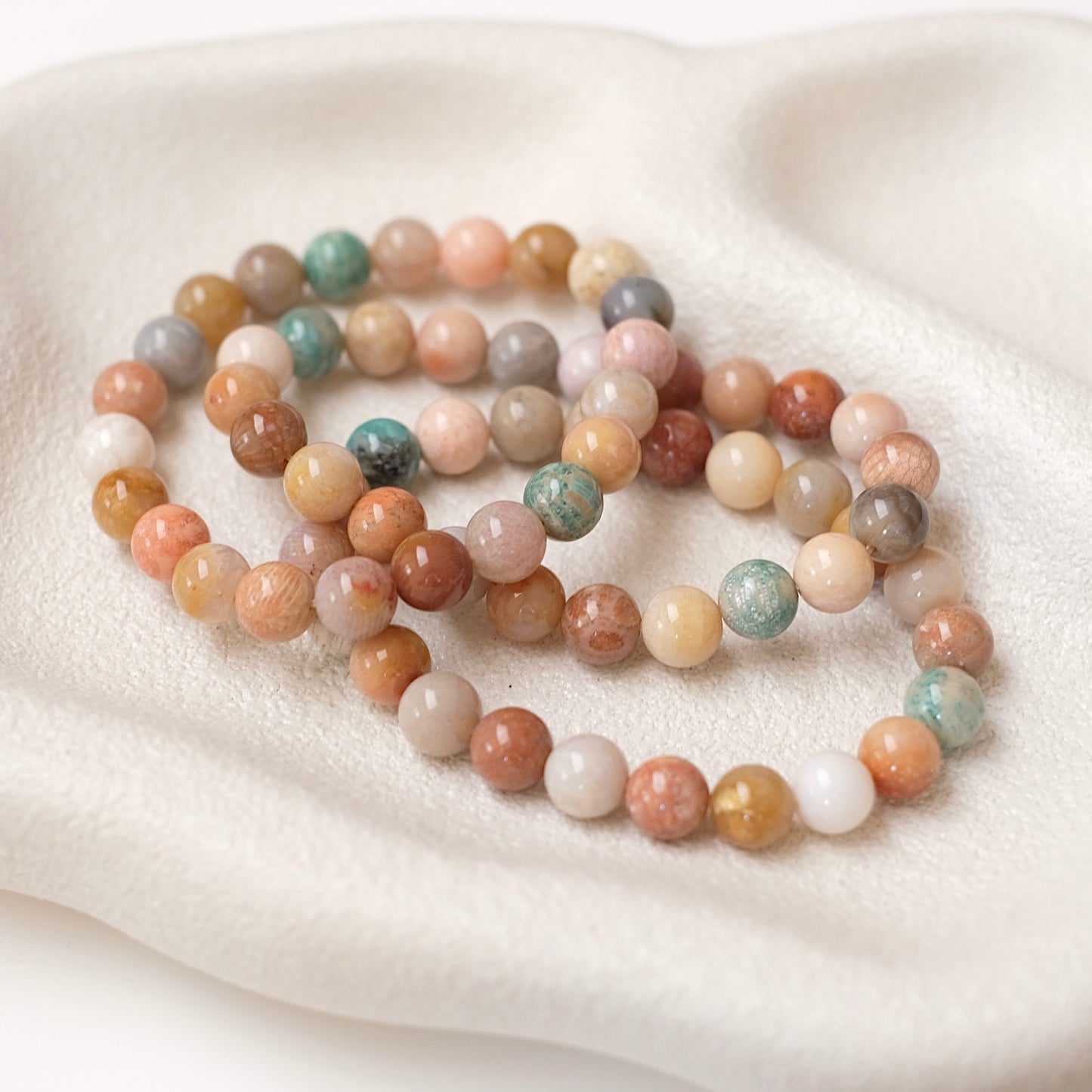 Colourful Fossilised Coral Bracelet | Coral Crystal Stretch Bracelet