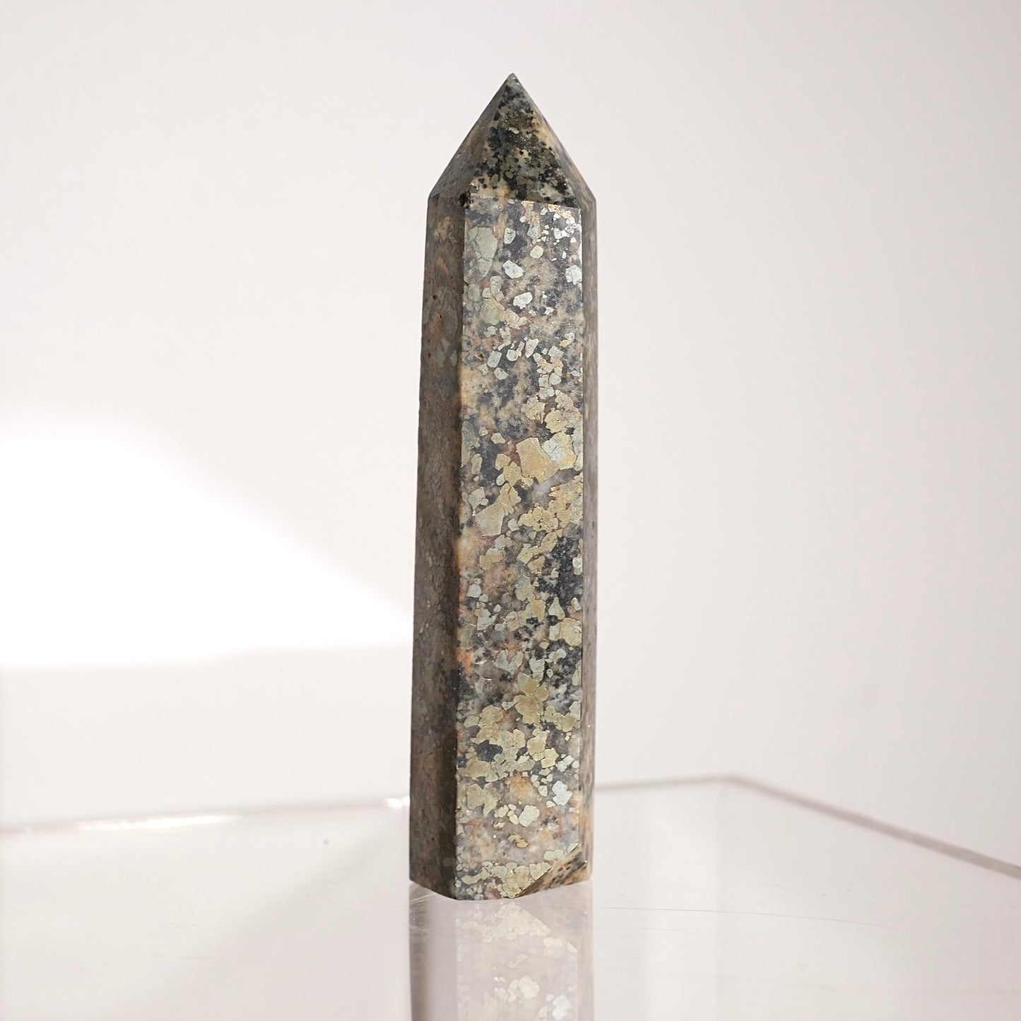 Pyrite in Quartz Tower | Chalcopyrite Crystal Point