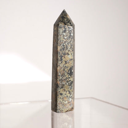 Pyrite in Quartz Tower | Chalcopyrite Crystal Point