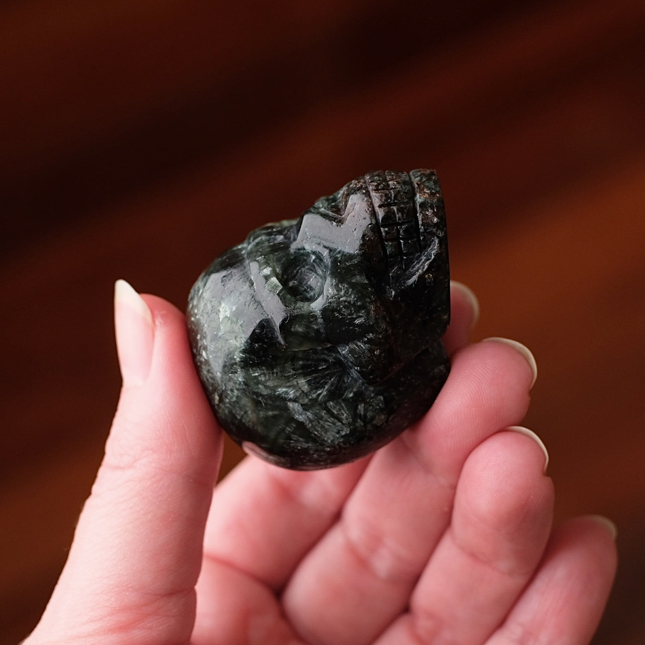 Seraphinite Crystal Skull | Rare Skull Carving