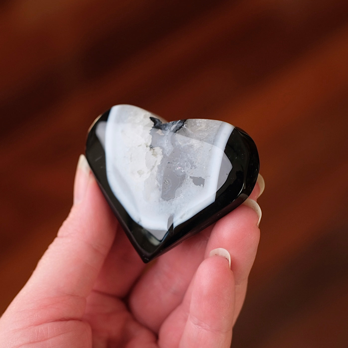 Black Agate Heart | Agate + Quartz Crystal Heart