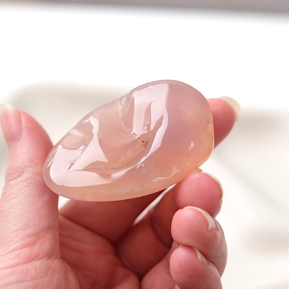 Pink Chalcedony Palm | Chalcedony Pocket Stone