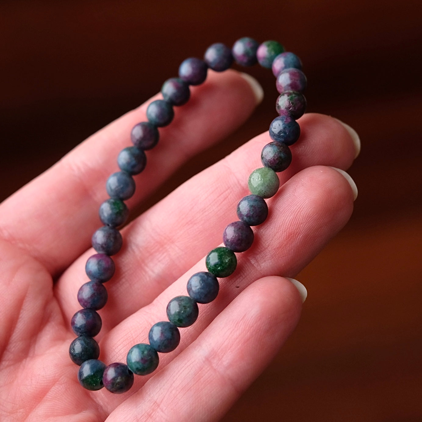Ruby in Kyanite & Fuchsite Bracelet | Crystal Stretch Bracelet
