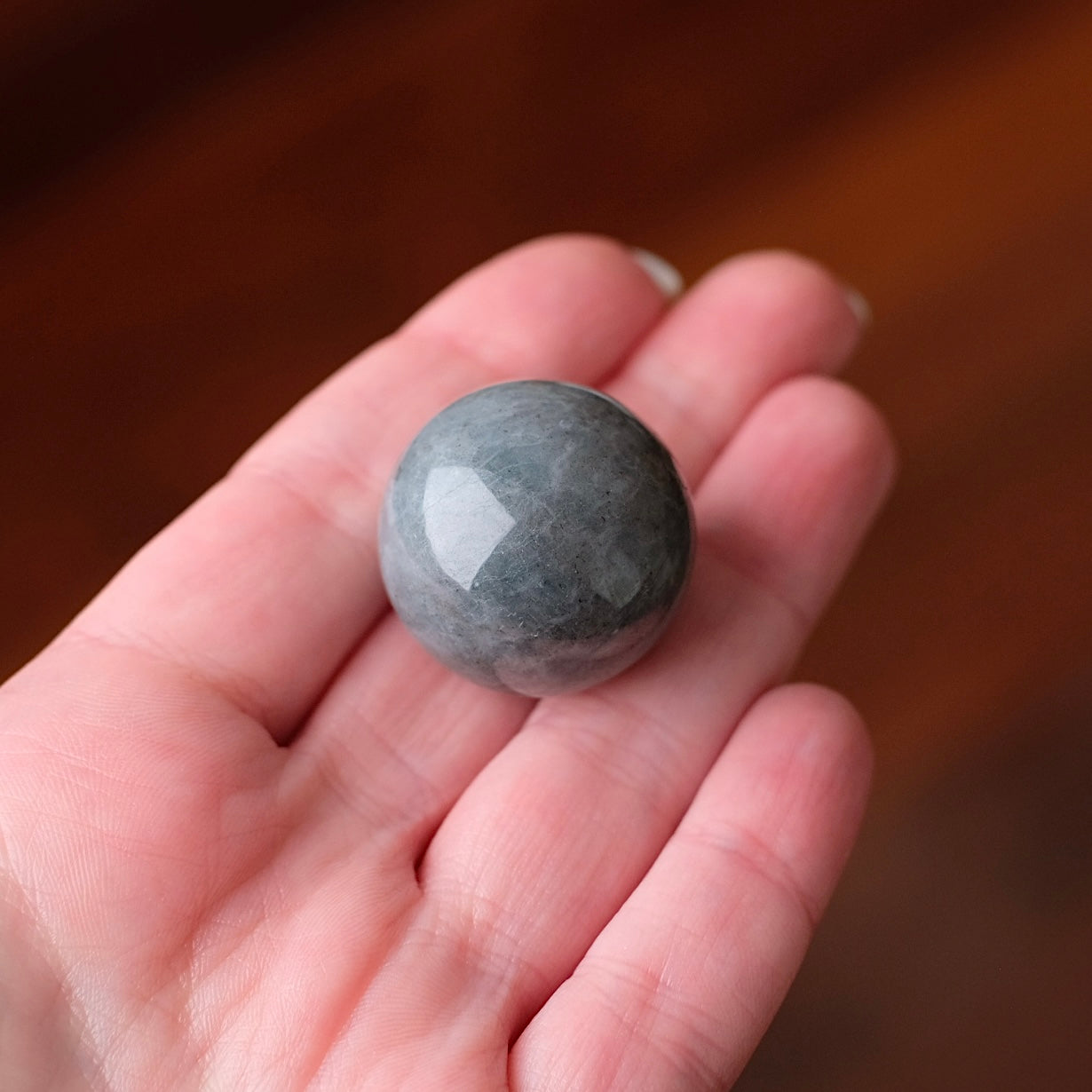Stormy Aquamarine Sphere | Grey Beryl Crystal Sphere
