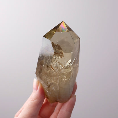 Phantom Smokey Citrine Point + Stand | Rainbow Citrine Crystal Point