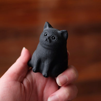 Black Obsidian Cat Carving | Crystal Cat