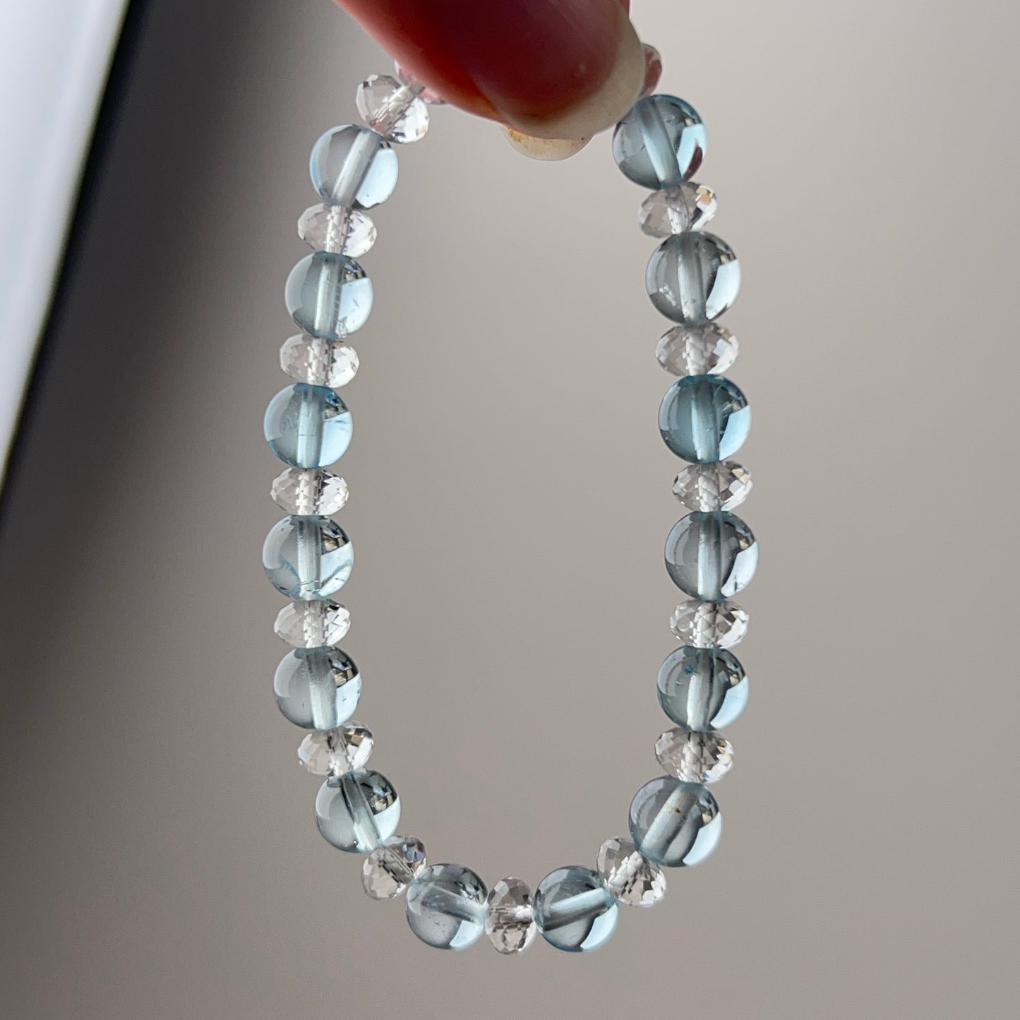 Blue Topaz & Quartz Bracelet | Rare Crystal Stretch Bracelet