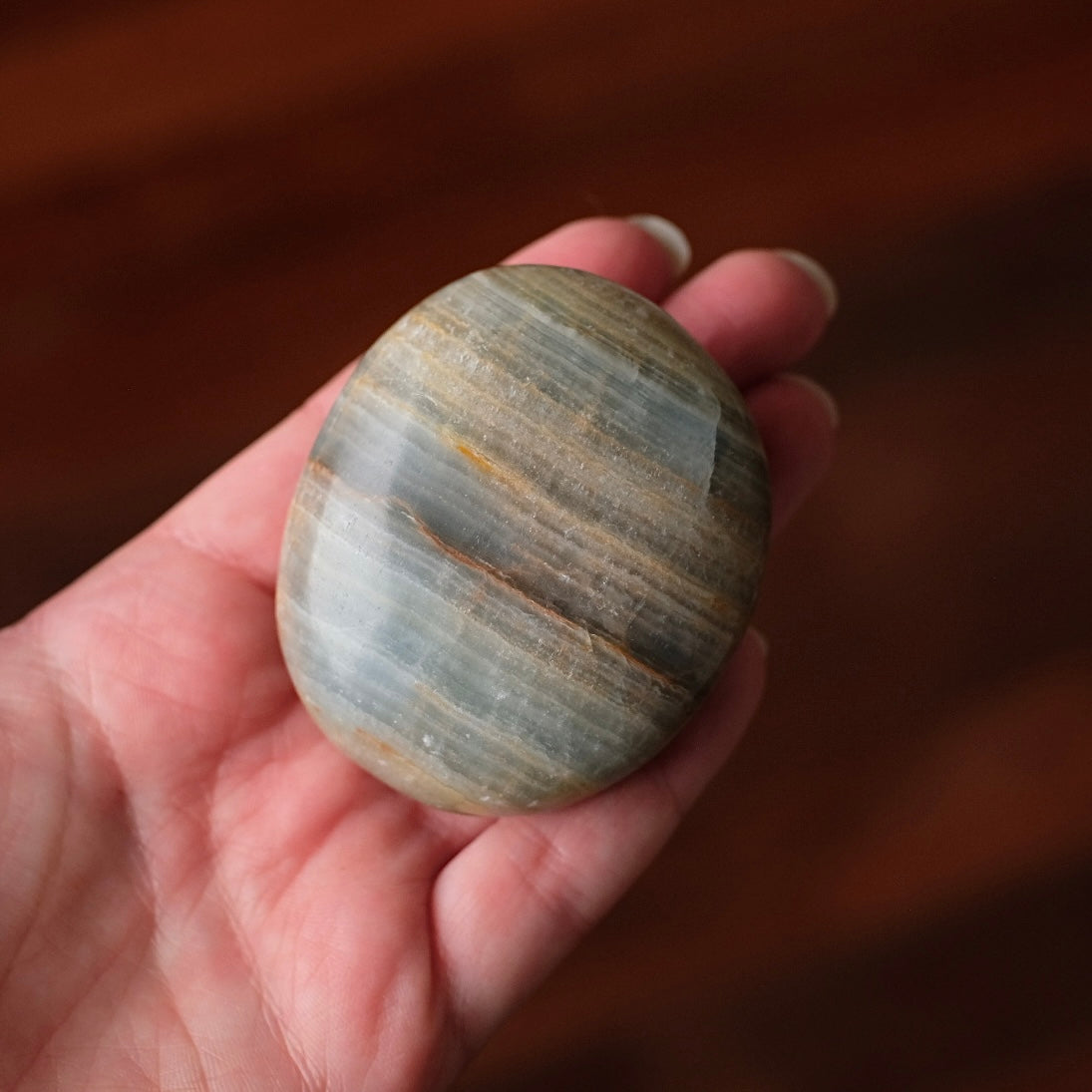 Lemurian Aquatine Calcite Palm | Argentinian Calcite | Blue Onyx
