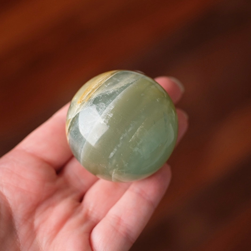 Lemurian Aquatine Calcite Sphere | Blue Onyx Crystal Sphere