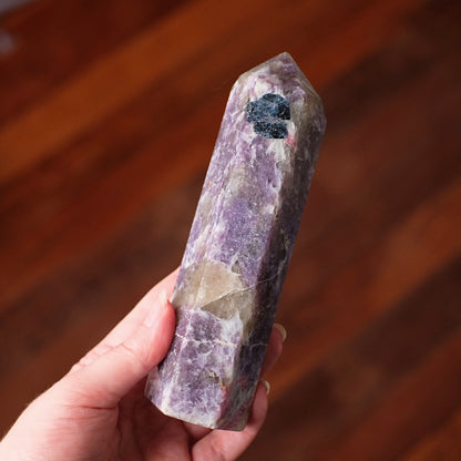Unicorn Stone Tower w. Apatite | Pink Tourmaline + Lepidolite Crystal Point