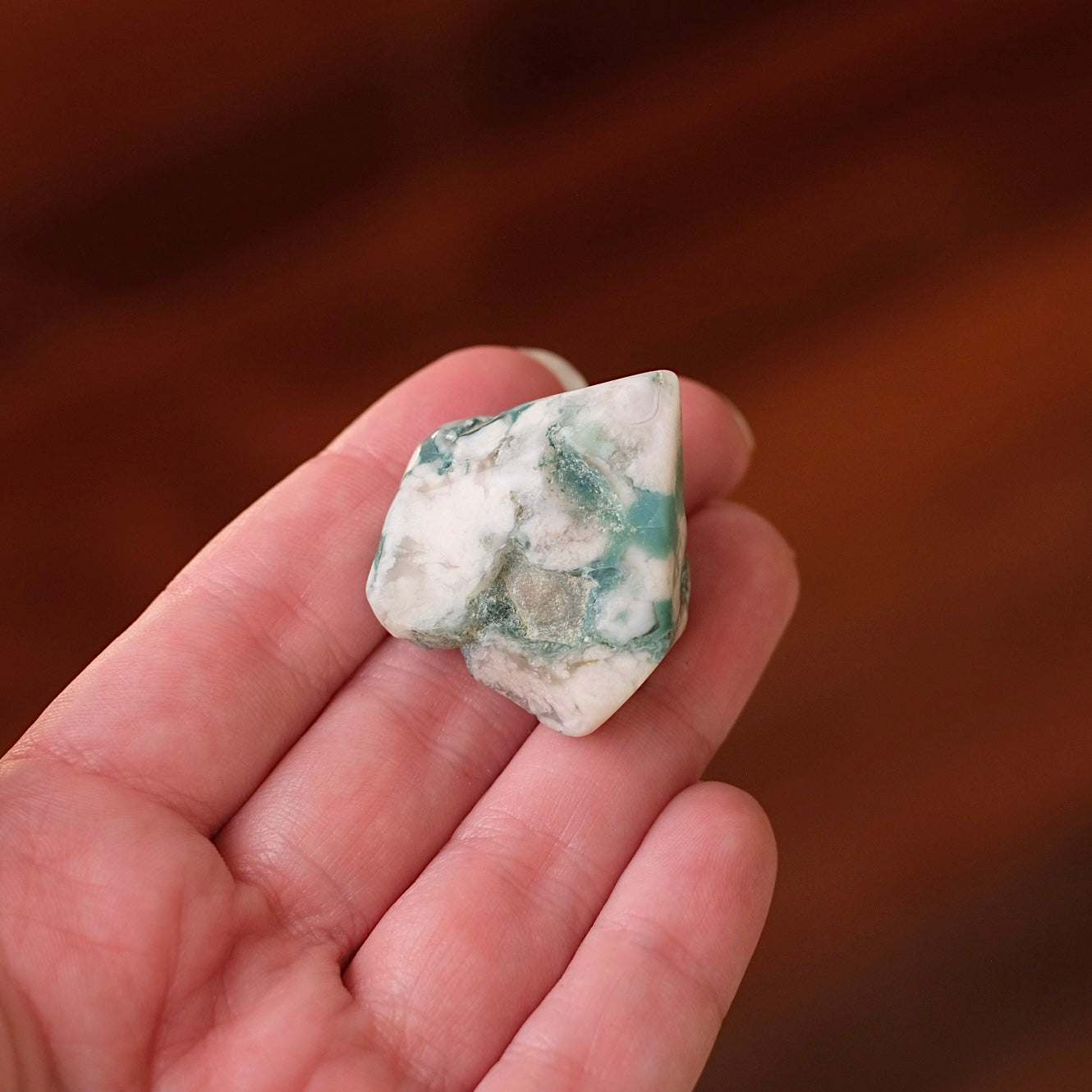 Rare Blue Flower Agate Crystal | Green Flower Agate Freeform