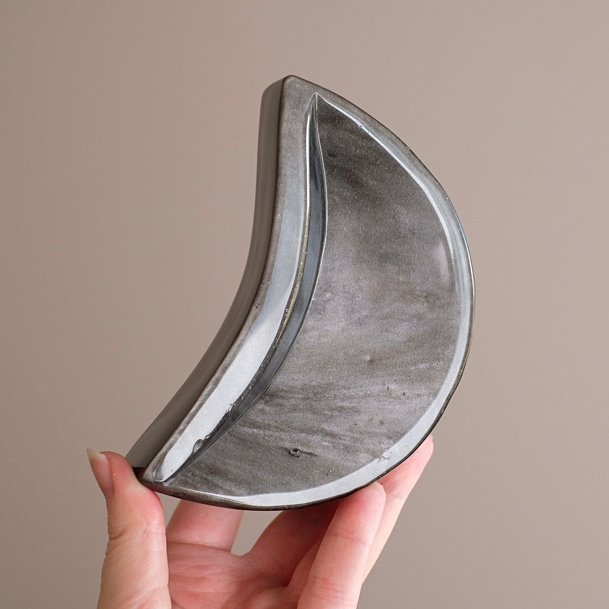 Silver Sheen Obsidian Moon Bowl | Crystal Dish