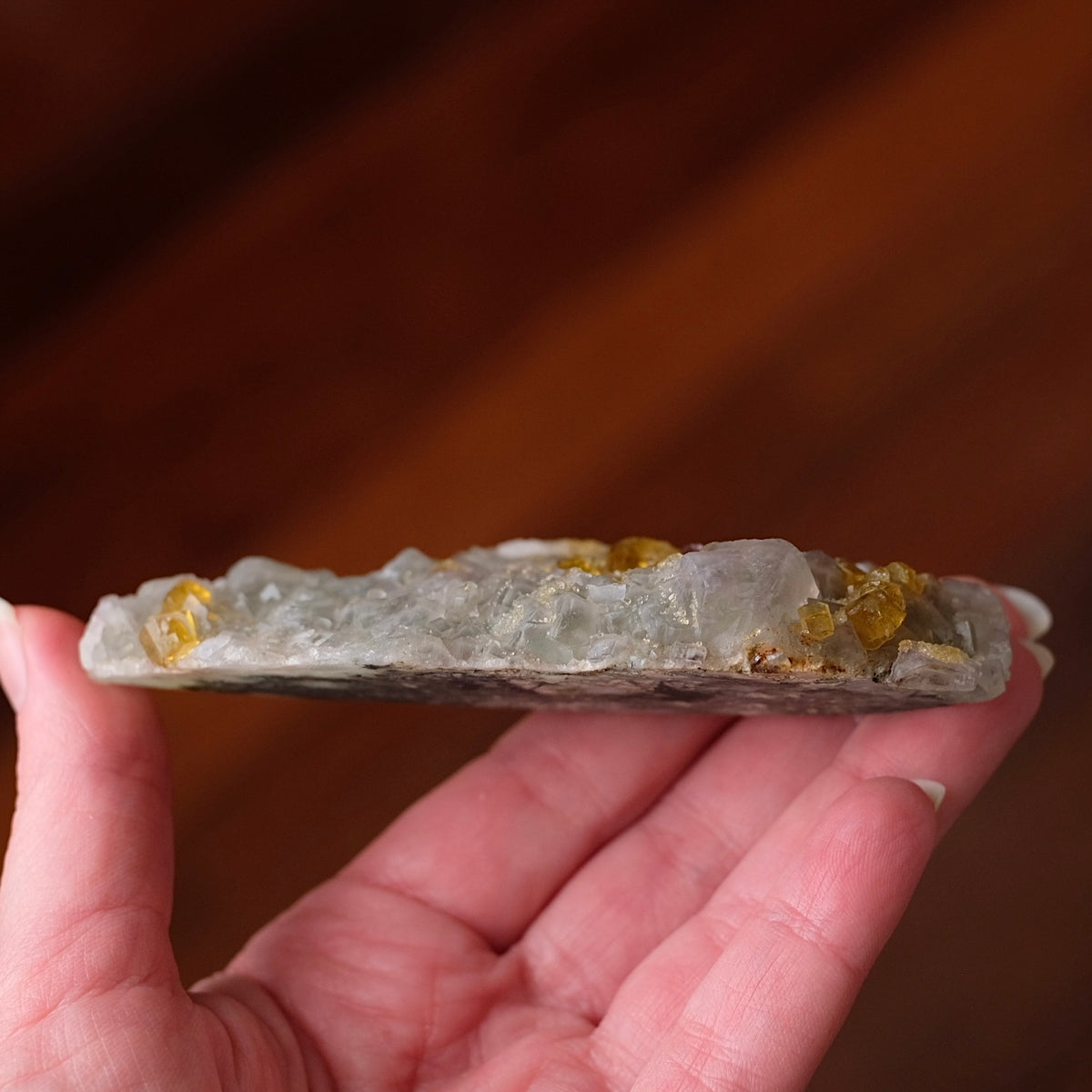 Fluorite & Baryte Crystal | Golden Baryte on Fluorite Specimen