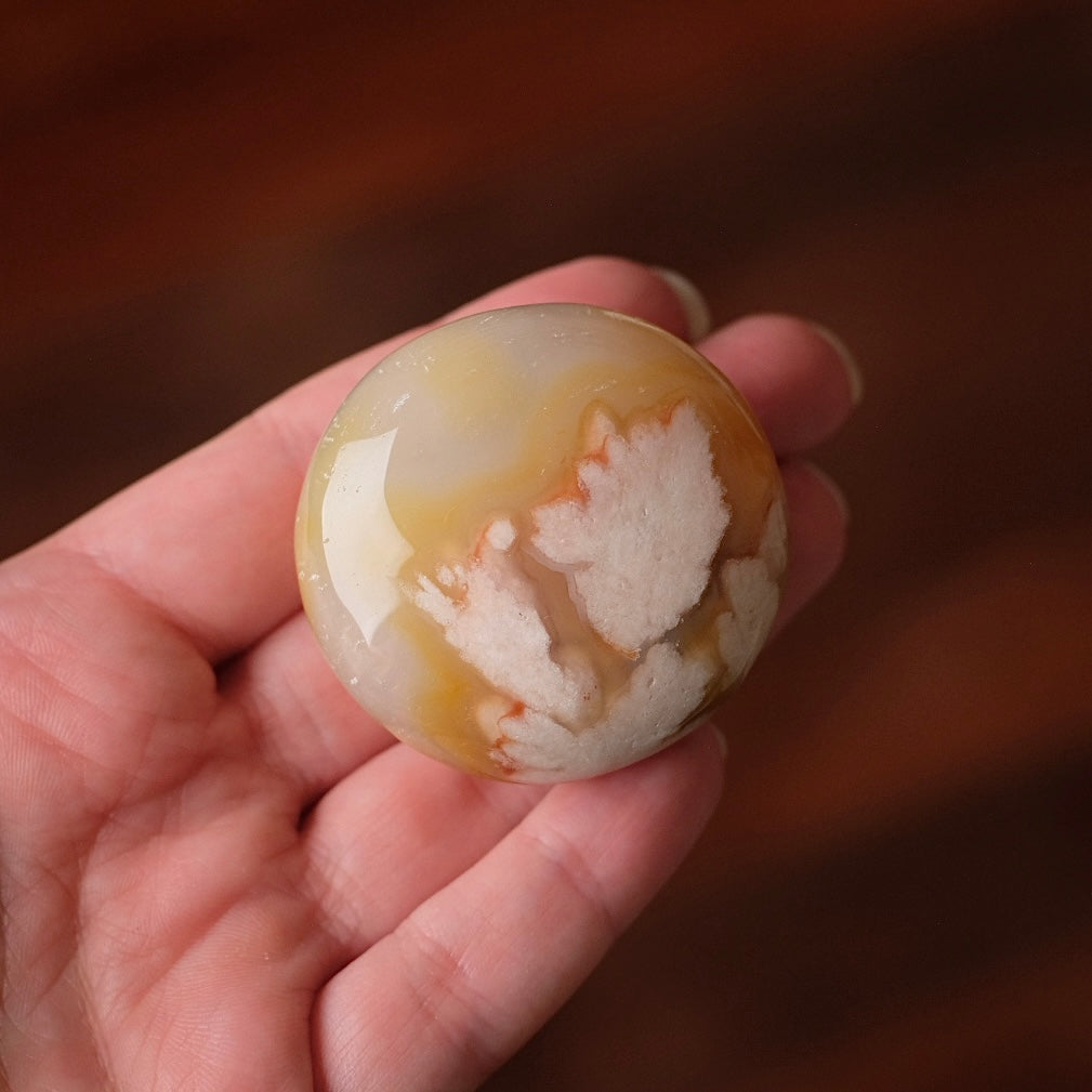 Flower Agate Palm | Cherry Blossom Agate Crystal Palm Stone