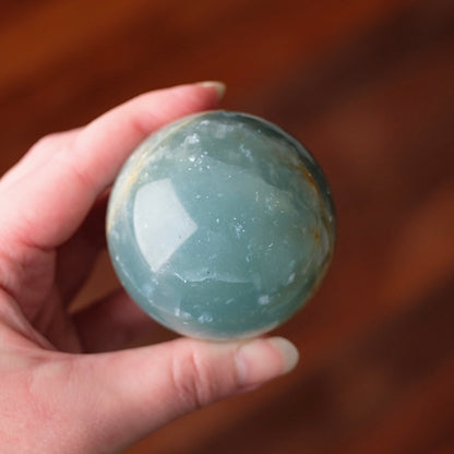 Lemurian Aquatine Calcite Sphere | Blue Onyx Crystal Sphere