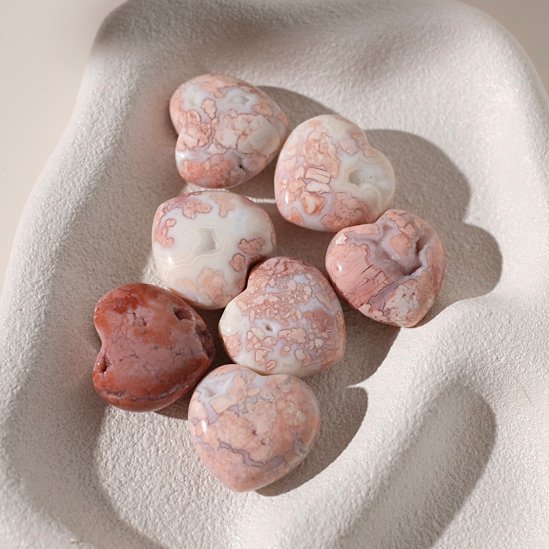 Cotton Candy Agate Hearts | Pink Agate Crystal Heart
