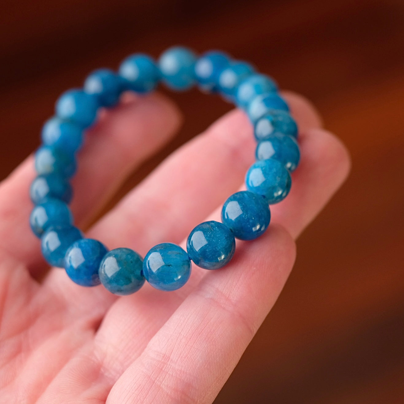 Blue Apatite Bracelet | Apatite Crystal Stretch Bracelet