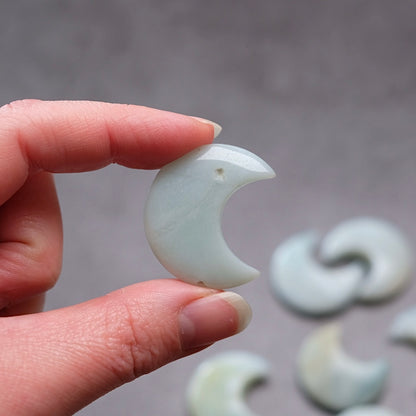 Azumar Moons | Mini Teal Quartz Crystal Moon Carvings