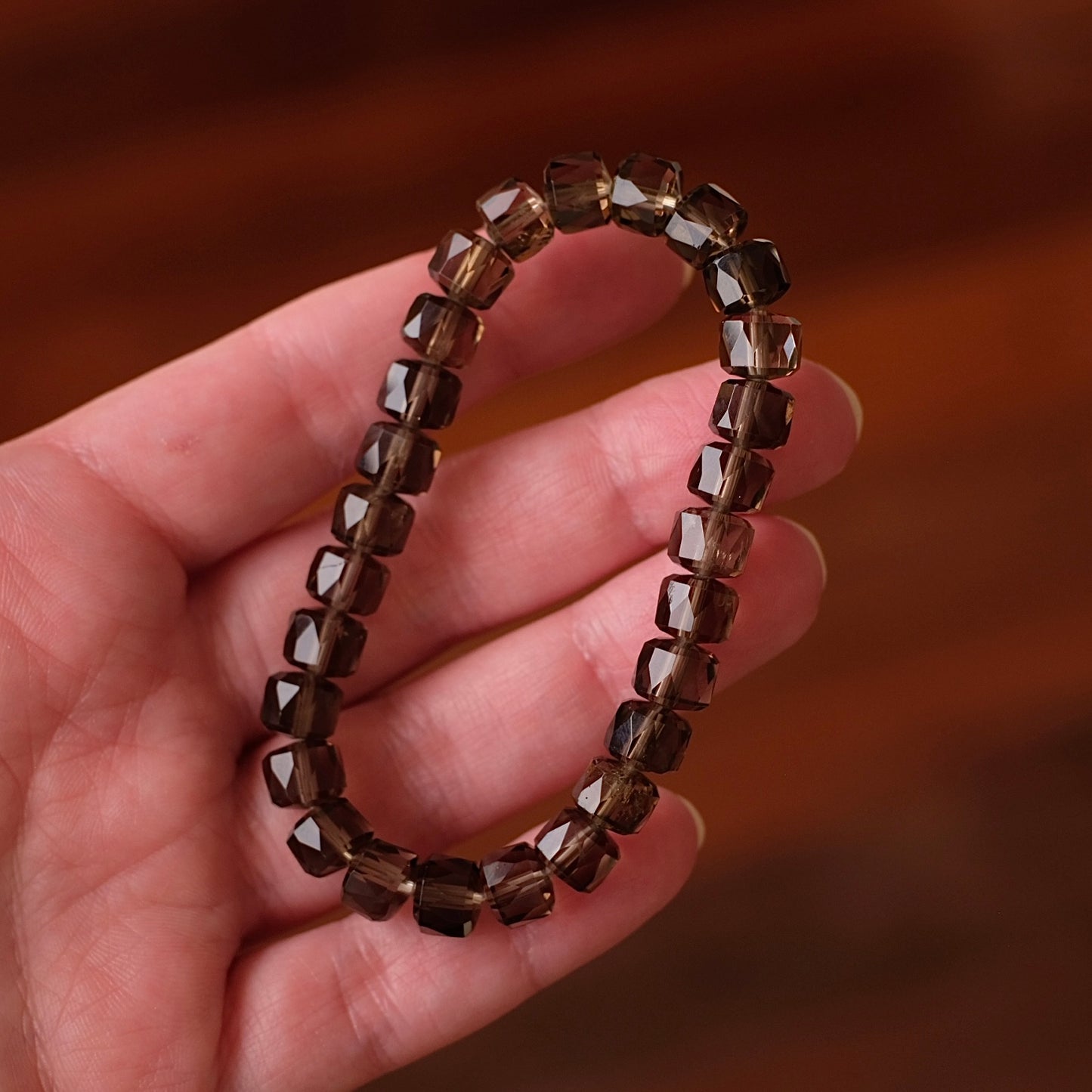 Faceted Smokey Quartz Bracelet | Quartz Crystal Bracelet