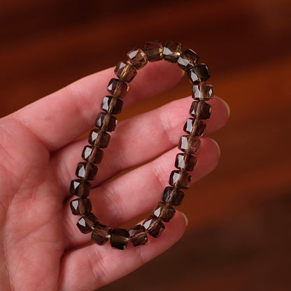 Faceted Smokey Quartz Bracelet | Quartz Crystal Bracelet