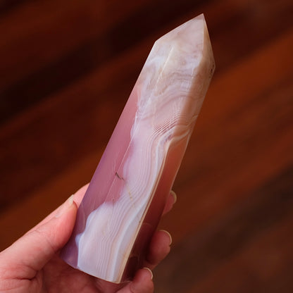Pink Jelly Agate Point | Pink Agate Crystal Tower