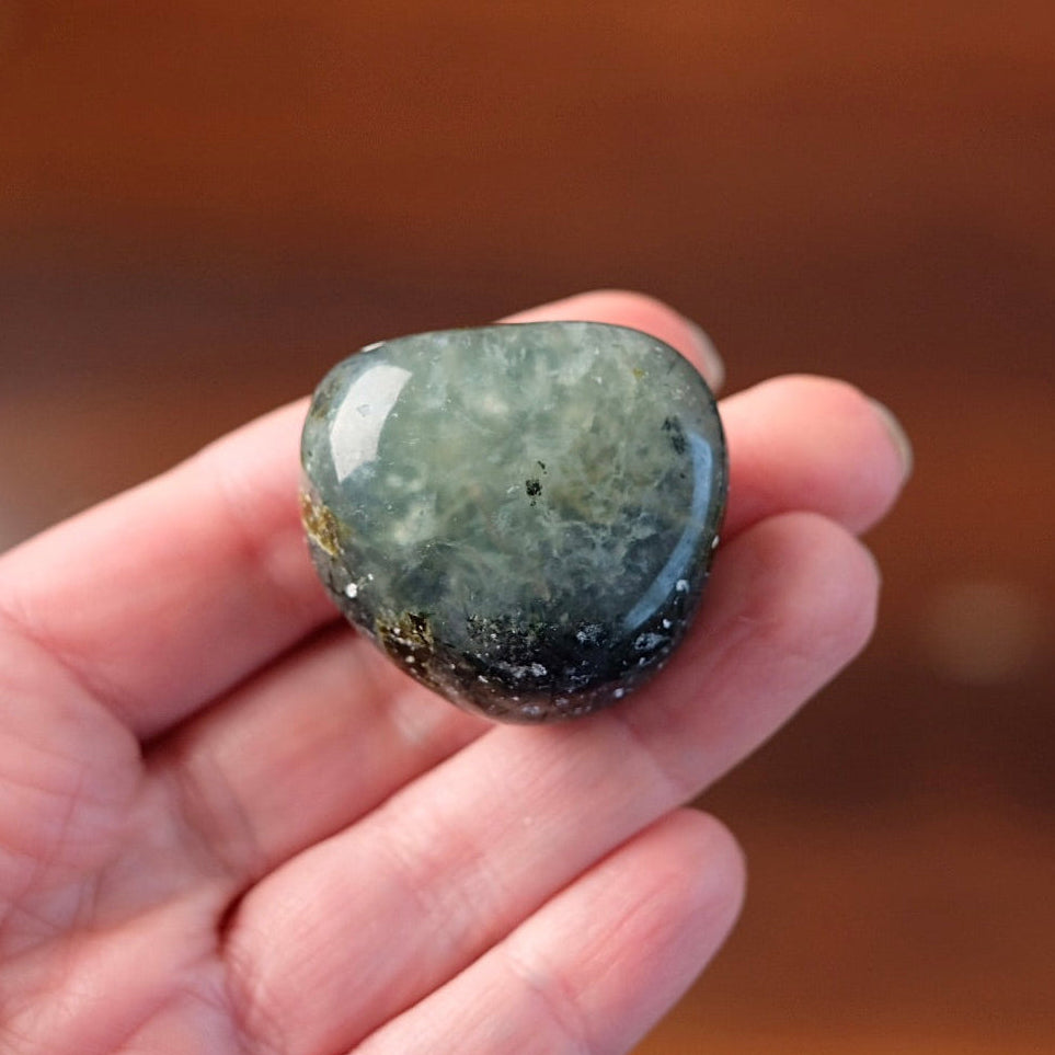 Prehnite Pocket Stone | Prehnite & Epidote Tumbled Crystal