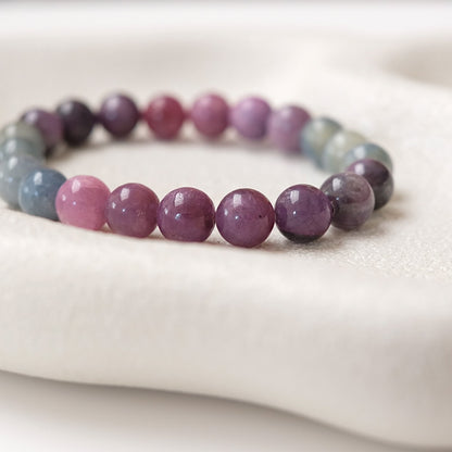 Ruby & Sapphire Bracelet | OOAK Ruby Crystal Stretch Bracelet