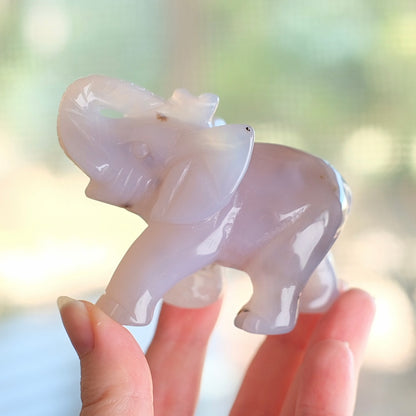 Druzy Agate Elephant Carving | Crystal Animal Carving